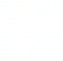 Grupo Corba S. A de C. V, nace como empresa en el año 2004 en la Cd. De León, Gto. México. Inicialmente con la empresa DISTRIBUCIONES Y SOLUCIONES S.A. DE C.V. desde el año 2000. Inician con un gran espíritu de trabajo, esfuerzo, compromiso y seriedad con sus clientes, proveedores y personal de la empresa. lo cual determina la plataforma de la organización para su futuro crecimiento.